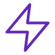 Purple lightning bolt icon with a simple design.
